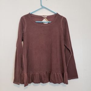 NWT Easel purple ruffle trim top